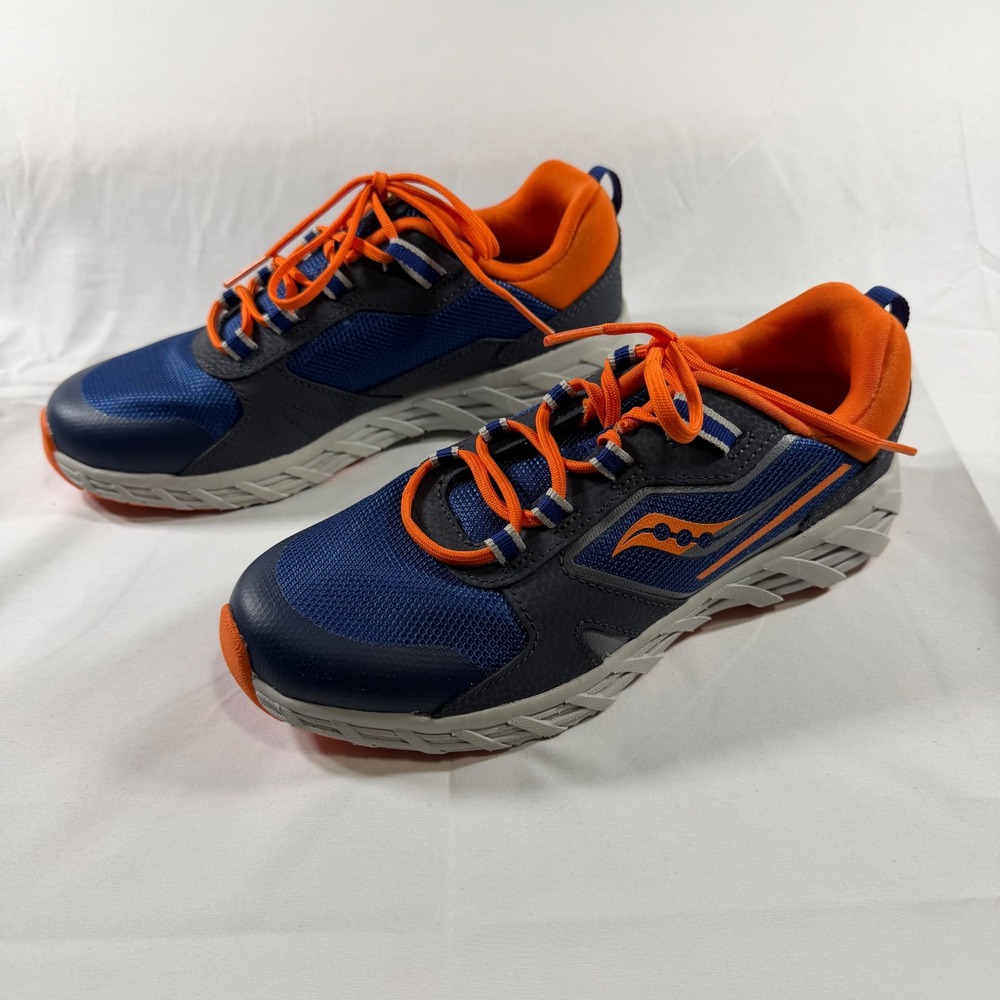 Saucony Wind Shield AC Kids Trail Running Shoes Blue Orange Water Repellent 4W